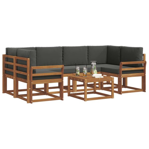 Комплект дивани за открито 7 pcs Натурален и Антрацит