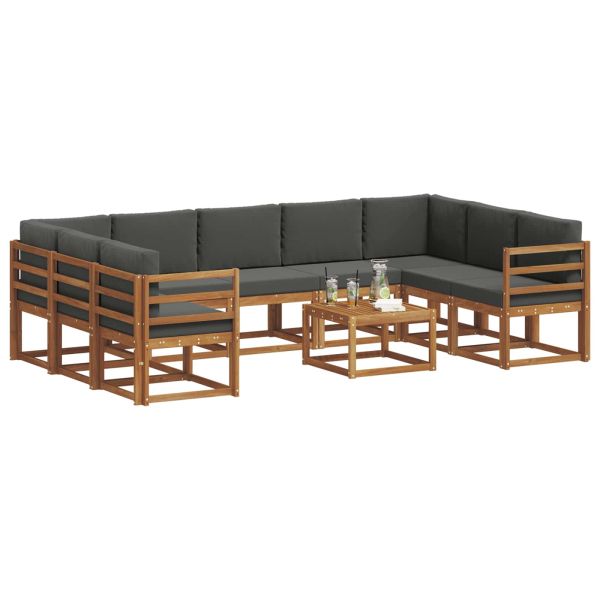 Комплект дивани за открито 10 pcs Натурален и Антрацит