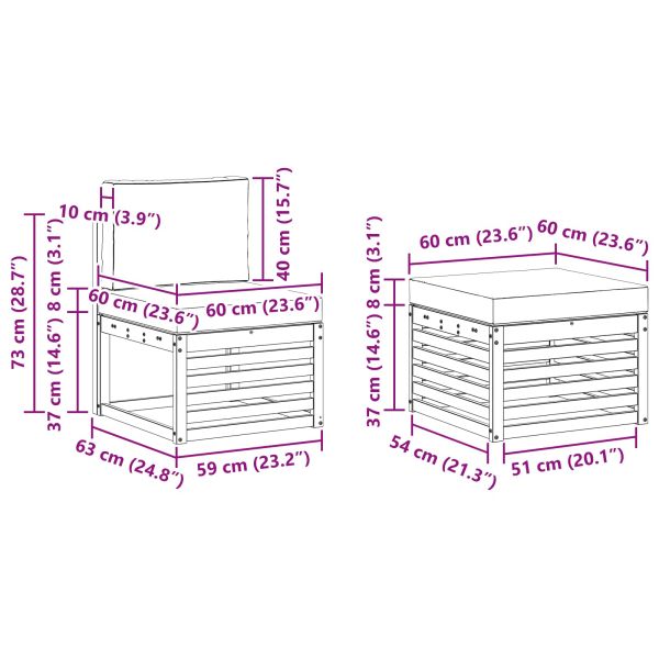 Комплект дивани за открито 5 pcs Натурален и Крема
