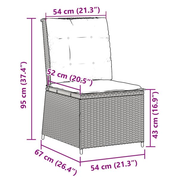 Градински диван с възглавница Бежово и сиво полиратан