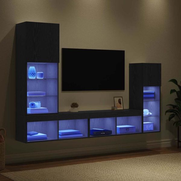 Стойки за телевизор 4 pcs Черния дъб Инженерно дърво