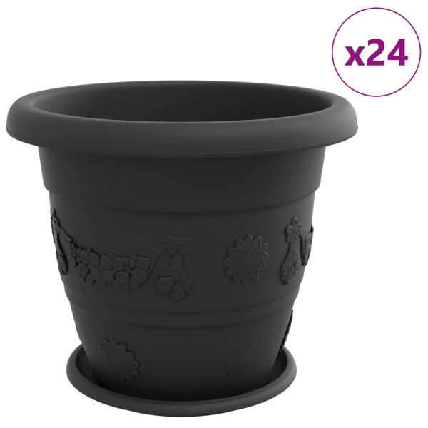 Саксии за растения 24 pcs Черно Ø 39 x 32 см Пластмаса