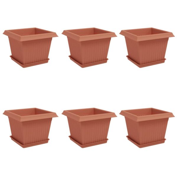 Саксии за растения 6 pcs Червено тухла 23 x 23 x 17,5 см