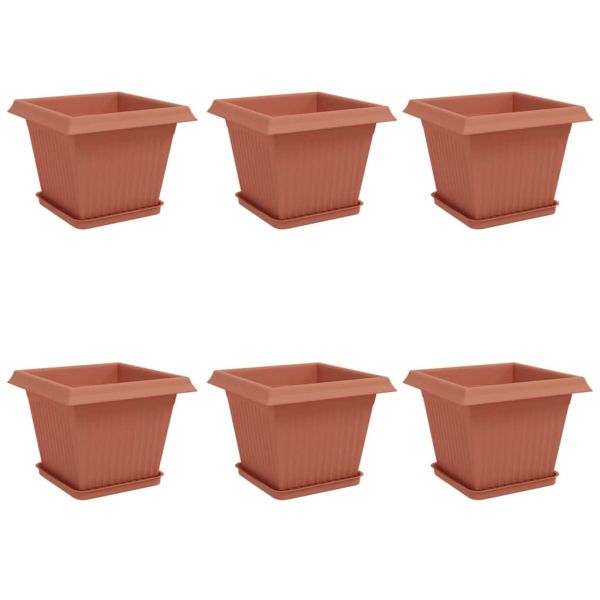 Саксии за растения 6 pcs Червено тухла 28,5 x 28,5 x 22 см
