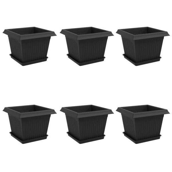 Саксии за растения 6 pcs Черно 23 x 23 x 17,5 см Пластмаса