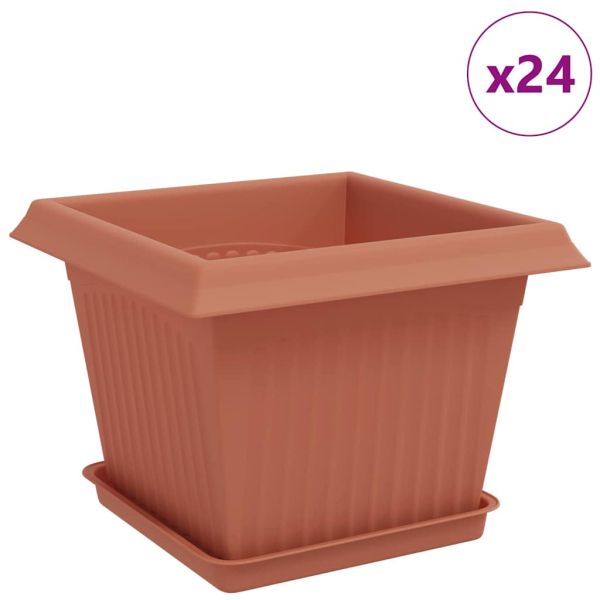 Саксии за растения 24 pcs Червено тухла 23 x 23 x 17,5 см