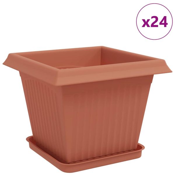 Саксии за растения 24 pcs Червено тухла 33 x 33 x 26 см