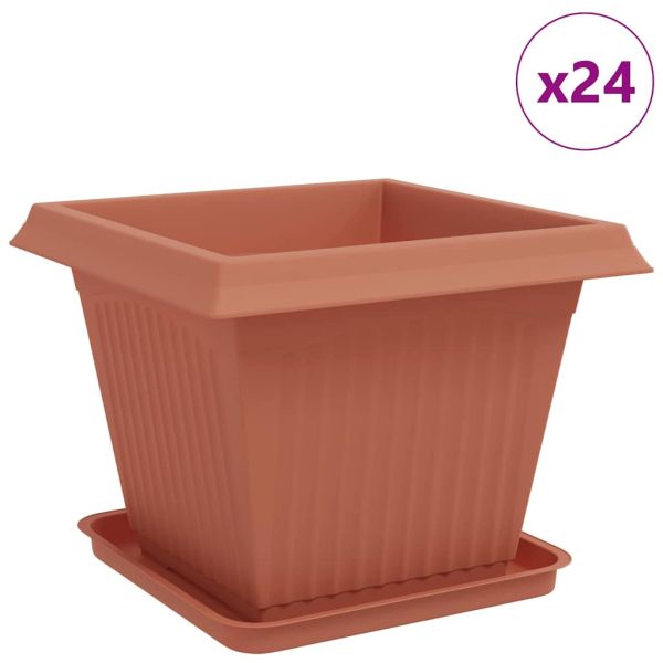 Саксии за растения 24 pcs Червено тухла 43 x 43 x 33,5 см