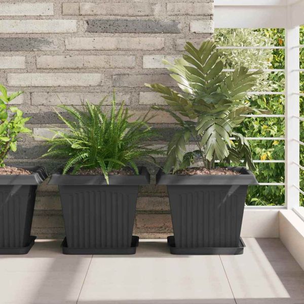 Саксии за растения 24 pcs Черно 33 x 33 x 26 см Пластмаса