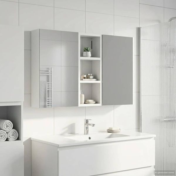 Комплект шкафове за баня с рафт с врата 3 pcs 80 x 10,5 x 50 см