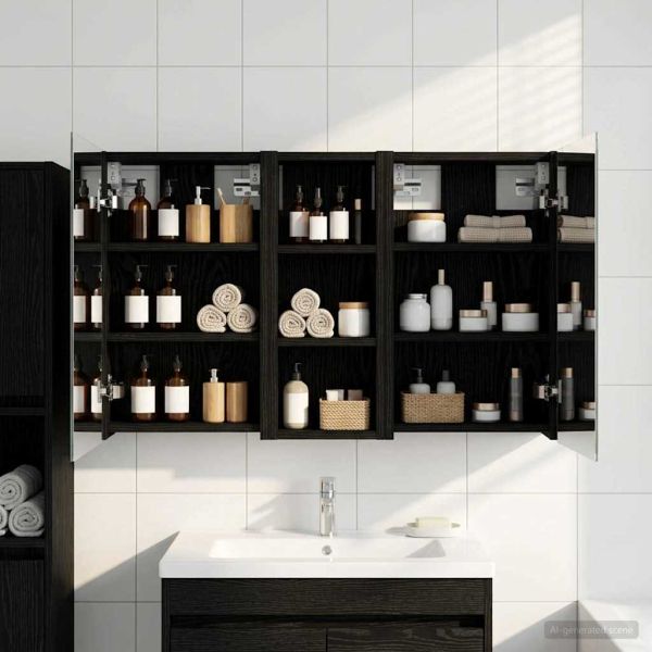 Комплект шкафове за баня с рафт с врата 3 pcs 80 x 10,5 x 50 см