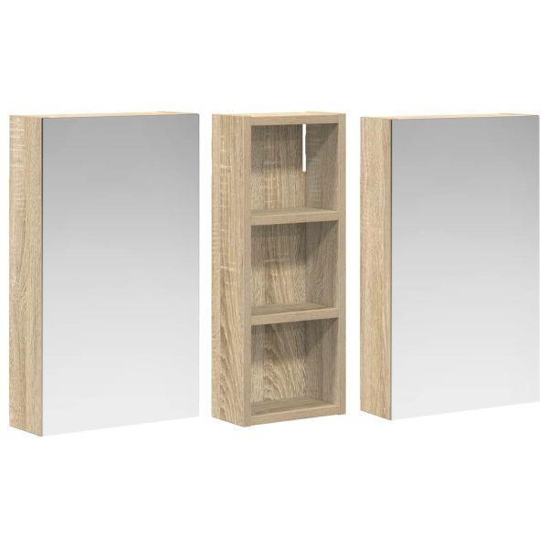 Комплект шкафове за баня с рафт с врата 3 pcs 80 x 10,5 x 50 см