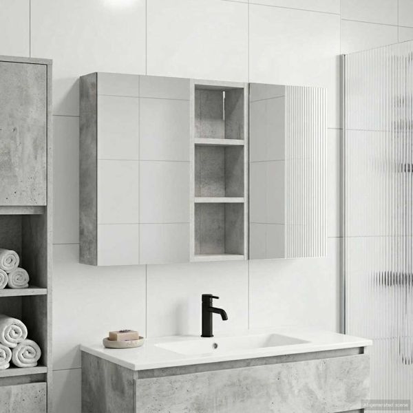 Комплект шкафове за баня с рафт с врата 3 pcs 80 x 10,5 x 50 см