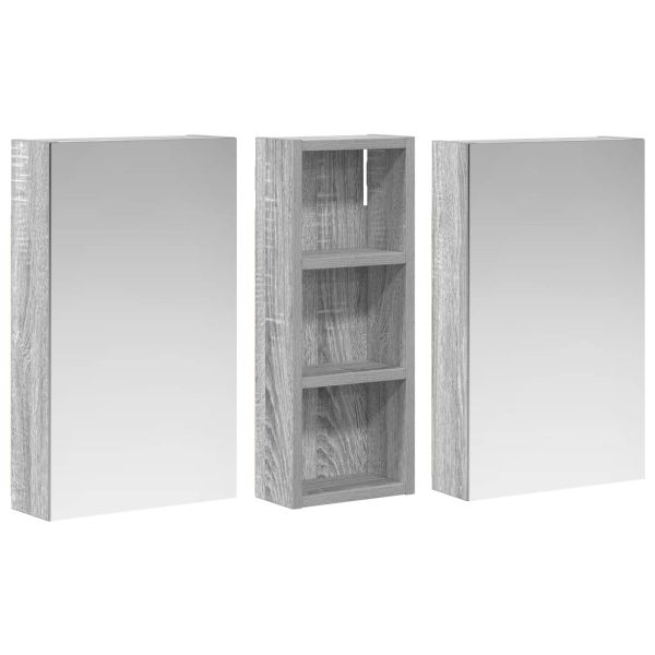 Комплект шкафове за баня с рафт с врата 3 pcs 80 x 10,5 x 50 см