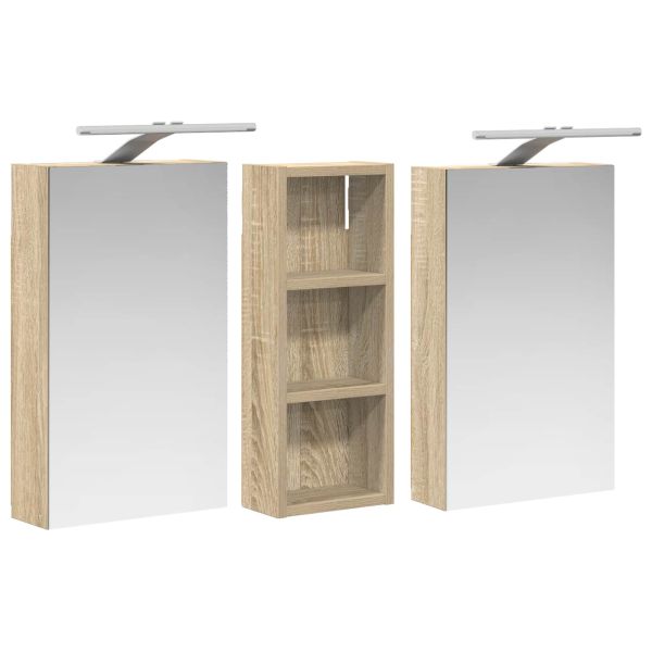 Комплект шкафове за баня с рафт с врата 3 pcs 80 x 10,5 x 50 см