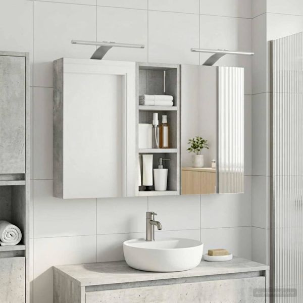 Комплект шкафове за баня с рафт с врата 3 pcs 80 x 10,5 x 50 см