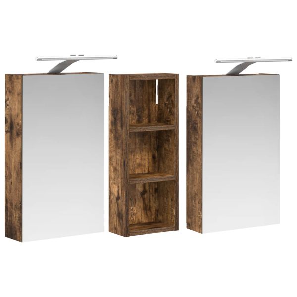 Комплект шкафове за баня с рафт с врата 3 pcs 80 x 10,5 x 50 см