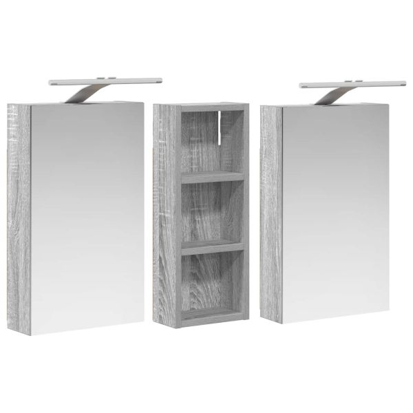 Комплект шкафове за баня с рафт с врата 3 pcs 80 x 10,5 x 50 см