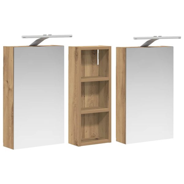 Комплект шкафове за баня с рафт с врата 3 pcs 80 x 10,5 x 50 см