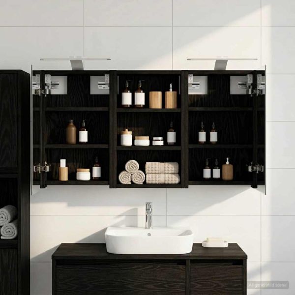 Комплект шкафове за баня с рафт с врата 3 pcs 90 x 10,5 x 50 см