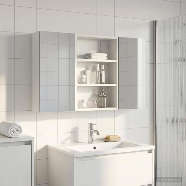 Комплект шкафове за баня с рафт 3 pcs 100 x 10,5 x 50 см