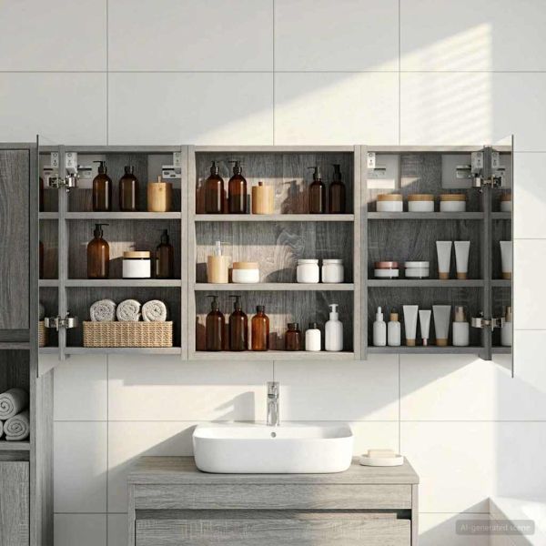 Комплект шкафове за баня с рафт 3 pcs 100 x 10,5 x 50 см