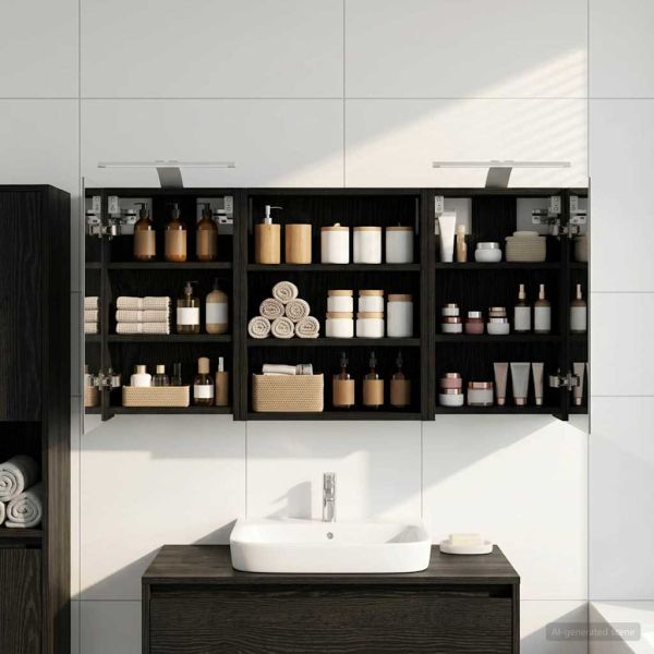 Комплект шкафове за баня с рафт 3 pcs 100 x 10,5 x 50 см