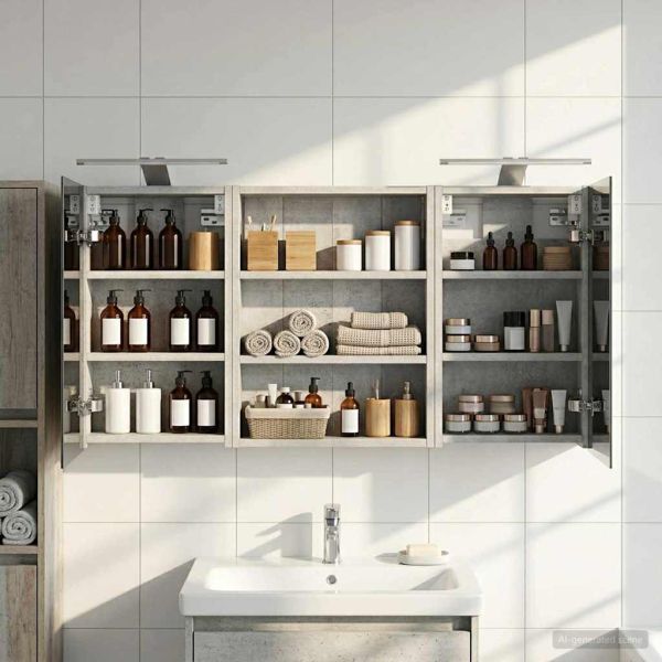 Комплект шкафове за баня с рафт 3 pcs 100 x 10,5 x 50 см