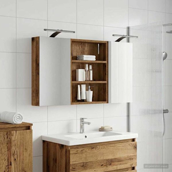 Комплект шкафове за баня с рафт 3 pcs 100 x 10,5 x 50 см