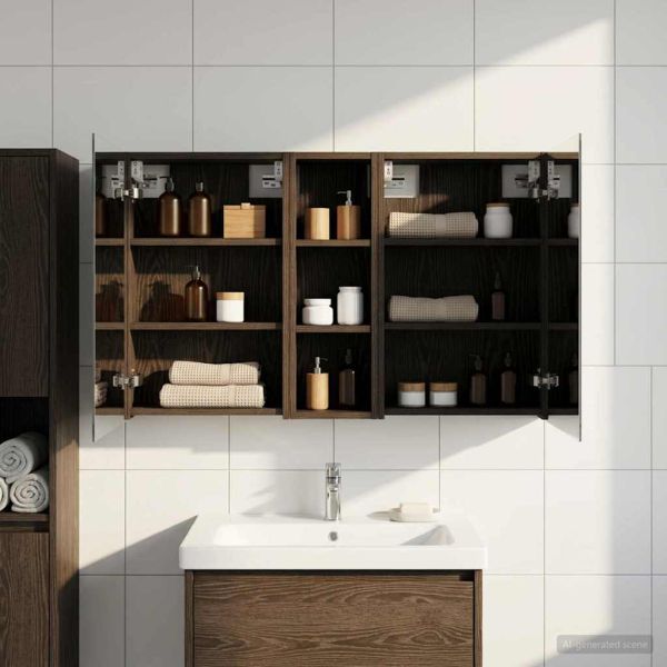 Комплект шкафове за баня с рафт 3 pcs 100 x 10,5 x 60,5 см