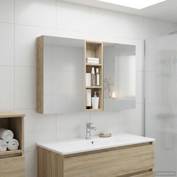 Комплект шкафове за баня с рафт 3 pcs 100 x 10,5 x 60,5 см