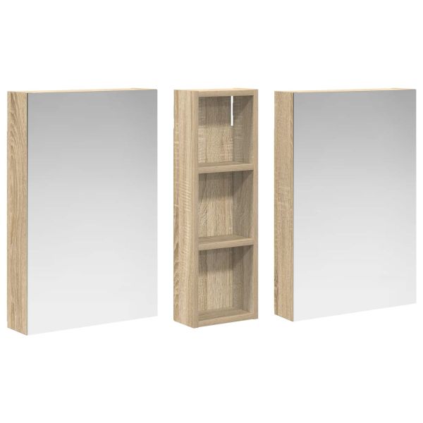 Комплект шкафове за баня с рафт 3 pcs 100 x 10,5 x 60,5 см