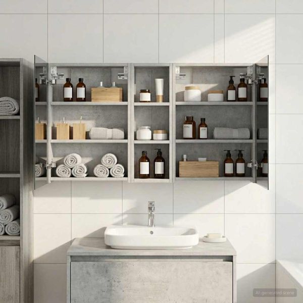 Комплект шкафове за баня с рафт 3 pcs 100 x 10,5 x 60,5 см