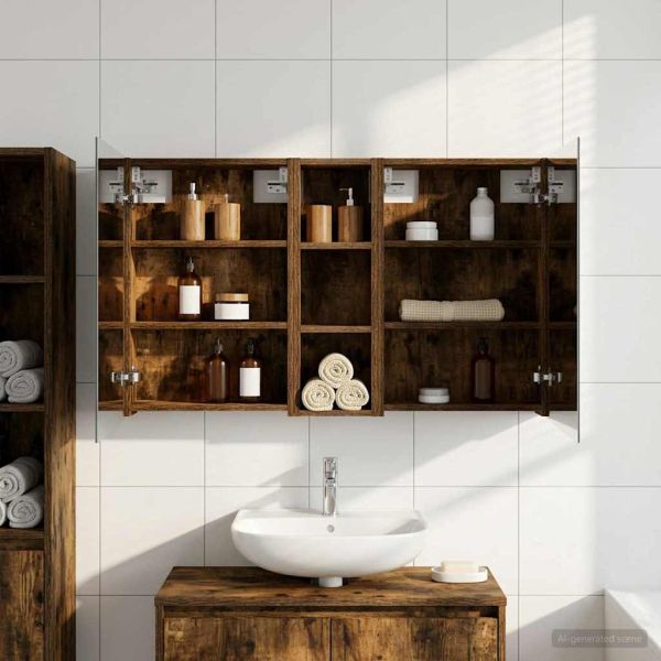 Комплект шкафове за баня с рафт 3 pcs 100 x 10,5 x 60,5 см