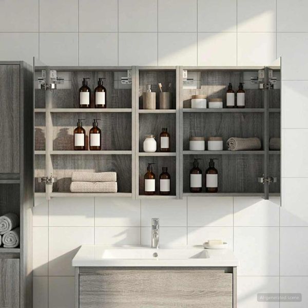 Комплект шкафове за баня с рафт 3 pcs 100 x 10,5 x 60,5 см