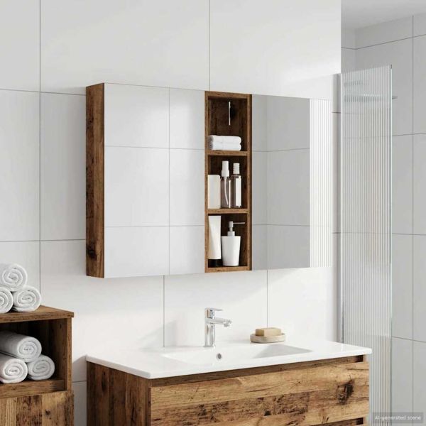 Комплект шкафове за баня с рафт 3 pcs 100 x 10,5 x 60,5 см