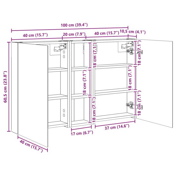 Комплект шкафове за баня с рафт 3 pcs 100 x 10,5 x 60,5 см