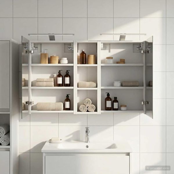 Комплект шкафове за баня с рафт 3 pcs 100 x 10,5 x 60,5 см