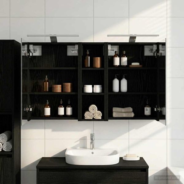 Комплект шкафове за баня с рафт 3 pcs 100 x 10,5 x 60,5 см