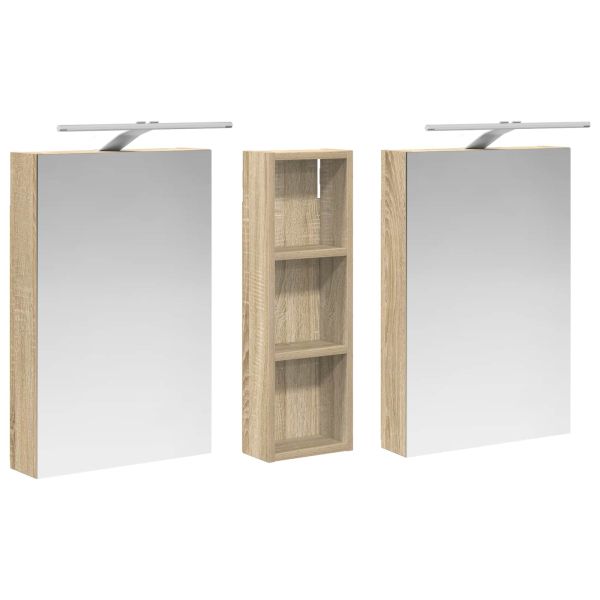 Комплект шкафове за баня с рафт 3 pcs 100 x 10,5 x 60,5 см