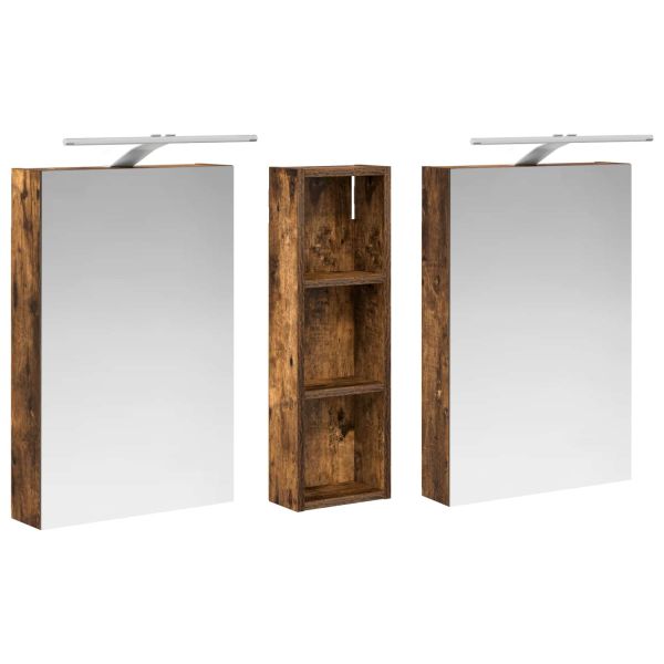 Комплект шкафове за баня с рафт 3 pcs 100 x 10,5 x 60,5 см