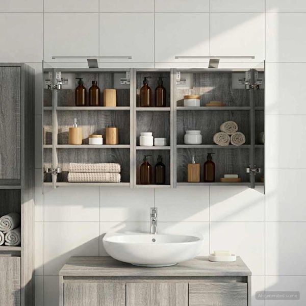 Комплект шкафове за баня с рафт 3 pcs 100 x 10,5 x 60,5 см