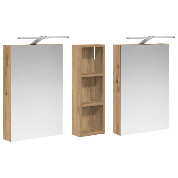 Комплект шкафове за баня с рафт 3 pcs 100 x 10,5 x 60,5 см