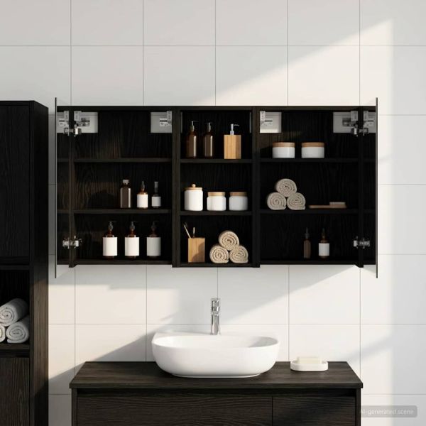 Комплект шкафове за баня с рафт 3 pcs 110 x 10,5 x 60,5 см