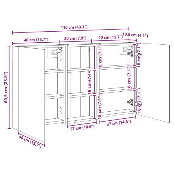 Комплект шкафове за баня с рафт 3 pcs 110 x 10,5 x 60,5 см