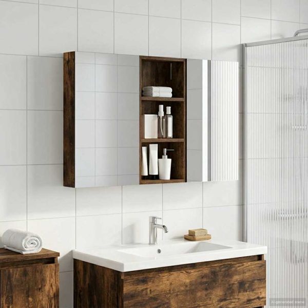 Комплект шкафове за баня с рафт 3 pcs 110 x 10,5 x 60,5 см