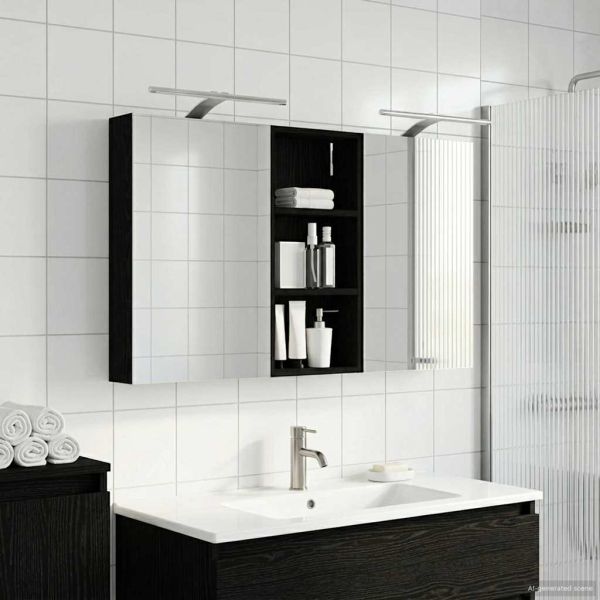 Комплект шкафове за баня с рафт 3 pcs 110 x 10,5 x 60,5 см