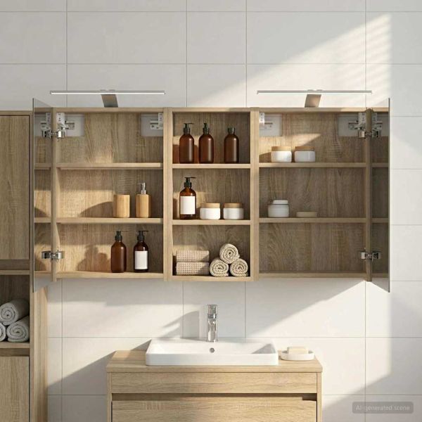 Комплект шкафове за баня с рафт 3 pcs 110 x 10,5 x 60,5 см