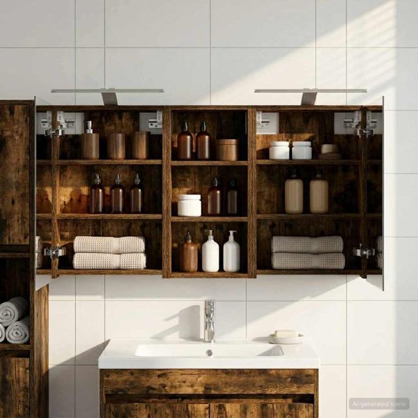 Комплект шкафове за баня с рафт 3 pcs 110 x 10,5 x 60,5 см