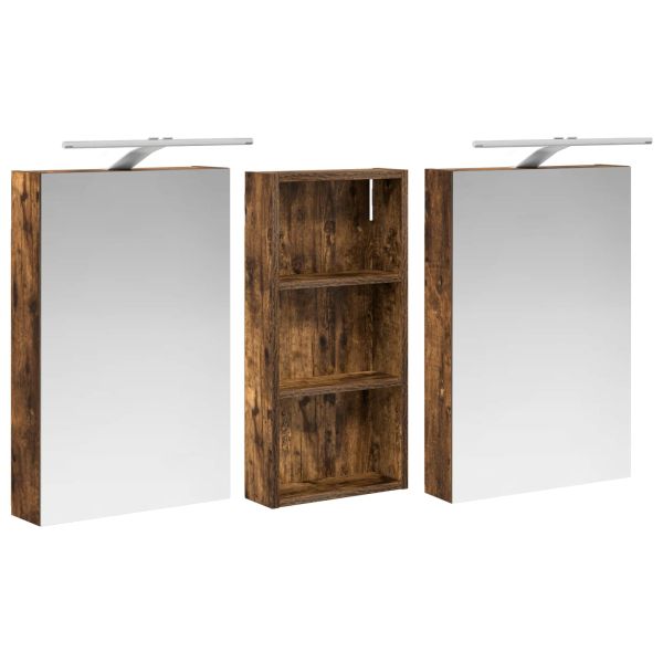 Комплект шкафове за баня с рафт 3 pcs 110 x 10,5 x 60,5 см